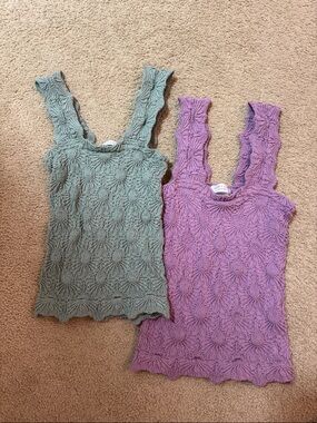 Altar'd State Lavender and Sage Textured Knit Tank Tops